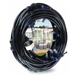 Nebelgerät Für Den Außenbereich, 5 M, Terrassen-Nebelgerät Mit 7 Nebeldüsen + 2 Ersatzdüsen + 1 Adapter (Messing, 3/4 Zoll), Nebelgerät Für Terrasse, Garten, Gewächshaus, Trampolin Für Wasserpark