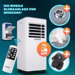 MONZANA® Mobile Klimaanlage 4in1 24h Timer Fernbedienung Luftentfeuchter Abluftschlauch Rollladenkit Klimagerät Luftkühler 9000BTU -Elektrischer Ventilator Verkäufe 100257861 4