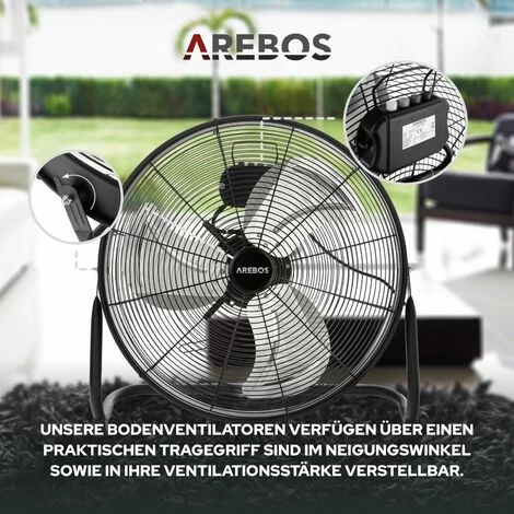 AREBOS Bodenventilator Windmaschine 20 Zoll Ø 50 Hallenlüfter Werkstattlüfter 5 AREBOS Bodenventilator Windmaschine 20 Zoll Ø 50 Hallenlüfter Werkstattlüfter – Bild 3