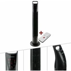 AREBOS Turmventilator Mit Fernbedienung 40 Watt Schwarz (oszilierend, Drei Stufen, Timer) - Standventilator Säulenventilator Ventilator