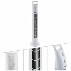 AREBOS Turmventilator 40 Watt Weiß (oszilierend, Drei Stufen, Timer) - Standventilator Säulenventilator Ventilator