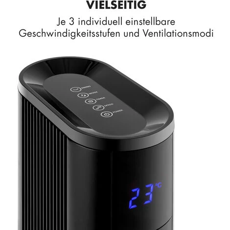 Klarstein Skyscraper 3G Turmventilator 48W Luftdurchsatz 1.633 M³/h Touchpanel Fernbedienung Schwarz 7 Klarstein Skyscraper 3G Turmventilator 48W Luftdurchsatz 1.633 M³/h Touchpanel Fernbedienung Schwarz – Bild 5