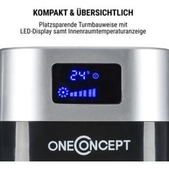Oneconcept Hightower 2G Säulenventilator Turmventilator 42 W Oszillation 45° 1.807 M³/h Timer 3 Modi LED-Display Temperaturanzeige Fernbedienung -Elektrischer Ventilator Verkäufe 12690602 3