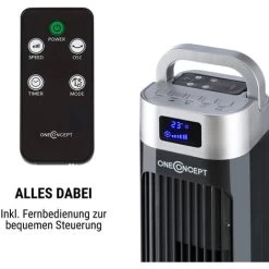 Oneconcept Hightower 2G Säulenventilator Turmventilator 42 W Oszillation 45° 1.807 M³/h Timer 3 Modi LED-Display Temperaturanzeige Fernbedienung -Elektrischer Ventilator Verkäufe 12690602 5
