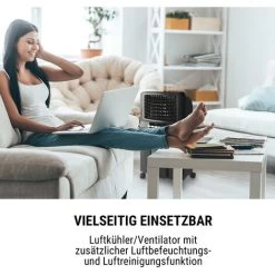Oneconcept Baltic Black 3-in-1 Luftkühler Ventilator Luftbefeuchter 360 M³/h 65 Watt 6 Liter 3 Geschwindigkeiten Oszillation Fernbedienung Mobil -Elektrischer Ventilator Verkäufe 12690620 3