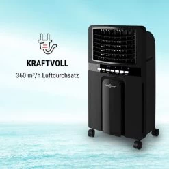 Oneconcept Baltic Black 3-in-1 Luftkühler Ventilator Luftbefeuchter 360 M³/h 65 Watt 6 Liter 3 Geschwindigkeiten Oszillation Fernbedienung Mobil -Elektrischer Ventilator Verkäufe 12690620 5