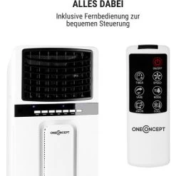 Oneconcept OneConcept Climatiseur Mobile, Climatiseur Portable, Humidificateur, Ventilateur, Ioniseur, Climatiseur Mobile Sans Évacuation, 2 Pack Glacons, Télécommande, 65W, Puissant Débit D'Air 400 M 10 Oneconcept OneConcept Climatiseur Mobile, Climatiseur Portable, Humidificateur, Ventilateur, Ioniseur, Climatiseur Mobile Sans Évacuation, 2 Pack Glacons, Télécommande, 65W, Puissant Débit D'Air 400 M -Elektrischer Ventilator Verkäufe 12690638 4
