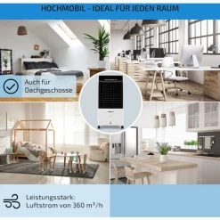 Oneconcept OneConcept Climatiseur Mobile 4 En 1, Climatiseur Portable, Humidificateur, Ventilateur, Ioniseur, Climatiseur Mobile Sans Évacuation, 2 Pack Glacons, Télécommande, 65W, Puissant Débit D'Ai -Elektrischer Ventilator Verkäufe 12690646 5