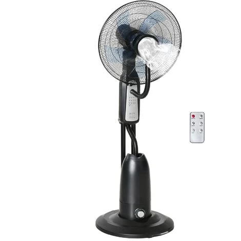 HOMCOM Standventilator Mit 2,8 Liter Wasserzerstäuber, Ventilator Mit Timer-Funktion Lüfter Mit 3 Modi Mit Nebelfunktion, Verstellbarer Neigungswinkel, Metall, Schwarz, 44,5cm X 44,5cm X 120cm 3 HOMCOM Standventilator Mit 2,8 Liter Wasserzerstäuber, Ventilator Mit Timer-Funktion Lüfter Mit 3 Modi Mit Nebelfunktion, Verstellbarer Neigungswinkel, Metall, Schwarz, 44,5cm X 44,5cm X 120cm
