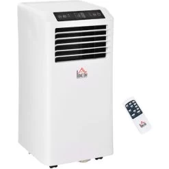 HOMCOM Mobile Klimaanlage, 2,9 KW 3-in-1 Klimagerät - Kühlen, Entfeuchtung Und Ventilation – Luftentfeuchter, Ventilator 12-18㎡ Mit Fernbedienung, 24h Timer, 2 Geschwindigkeitsstufen, LED-Display, ABS