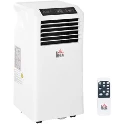 HOMCOM Mobile Klimaanlage, 2,6 KW 3-in-1 Klimagerät - Kühlen, Entfeuchtung Und Ventilation – Luftentfeuchter, Ventilator 12-18㎡ 24h Timer, Mit Fernbedienung, 2 Geschwindigkeitsstufen, LED-Display, ABS