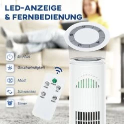 HOMCOM Turmventilator Mit Fernsteuerung 70° Oszillierender Standventilator 77cm Säulenventilator 45 W 3 Modi & 3 Geschwindigkeiten ABS-Kunststoff Weiß -Elektrischer Ventilator Verkäufe 28376534 4