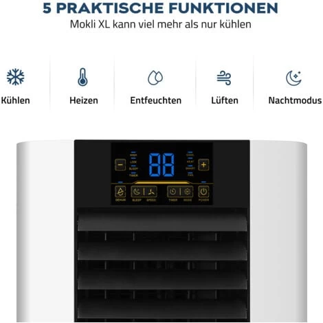 HOME DELUXE - Mobile Klimaanlage MOKLI XL - 9000 BTU/h (2.600 Watt) - Mobiles Klimagerät Mit 5in1 System: Kühlen, Heizen, Entfeuchten, Lüften, Schlafmodus - Inkl. Fensterabdichtung 4 HOME DELUXE - Mobile Klimaanlage MOKLI XL - 9000 BTU/h (2.600 Watt) - Mobiles Klimagerät Mit 5in1 System: Kühlen, Heizen, Entfeuchten, Lüften, Schlafmodus - Inkl. Fensterabdichtung – Bild 2