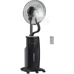 HOMCOM Standventilator Mit 3,1 Liter Wasserzerstäuber 3 Modi Nebelfunktion Ventilator Lüfter Verstellbarer Neigungswinkel Stahl Schwarz Höhe 135 Cm