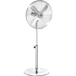 HOMCOM 120 Cm Standventilator, Ventilator, Höhenverstellbarer Lüfter, 3 Geschwindigkeitsstufen, Verstellbarer Neigungswinkel, Stahl, Silber