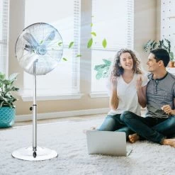 HOMCOM 120 Cm Standventilator, Ventilator, Höhenverstellbarer Lüfter, 3 Geschwindigkeitsstufen, Verstellbarer Neigungswinkel, Stahl, Silber -Elektrischer Ventilator Verkäufe 28953452 3