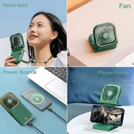 Mini-Taschenventilator, Tragbarer Elektrischer Ventilator, Tragbarer Mini-USB-Lüfter, Persönliche Tragbare Wiederaufladbare Ventilatoren, Faltbarer Verstellbarer Halsventilator, Grün 7 Mini-Taschenventilator, Tragbarer Elektrischer Ventilator, Tragbarer Mini-USB-Lüfter, Persönliche Tragbare Wiederaufladbare Ventilatoren, Faltbarer Verstellbarer Halsventilator, Grün – Bild 5
