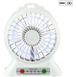 Mini USB Tischventilator, Leiser Taschenventilator Mit Akku Und LED-Licht 3-Gang Multifunktions-Taschenventilator Kompatibel Für Laptop Reisebüro Zuhause - Weiß SOEKAVIA
