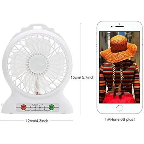 Mini USB Tischventilator, Leiser Taschenventilator Mit Akku Und LED-Licht 3-Gang Multifunktions-Taschenventilator Kompatibel Für Laptop Reisebüro Zuhause - Weiß SOEKAVIA 4 Mini USB Tischventilator, Leiser Taschenventilator Mit Akku Und LED-Licht 3-Gang Multifunktions-Taschenventilator Kompatibel Für Laptop Reisebüro Zuhause - Weiß SOEKAVIA – Bild 2