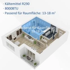 HOMCOM Mobile Klimaanlage 4-in-1 Klimagerät Mit Abluftschlauch 24h Timer Mit Fernbedienung Nutzungsraum13-18㎡ 900W ABS Weiß+Grau 38 X 35 X 70,5 Cm -Elektrischer Ventilator Verkäufe 39634027 5