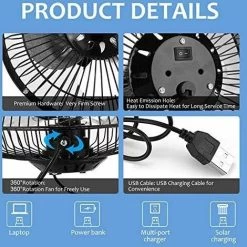 Tragbarer 5,2-W-Lüfter Mit USB-Solarpanel Für Belüftung, Bootfahren, Angeln Und Camping Im Freien 9 Tragbarer 5,2-W-Lüfter Mit USB-Solarpanel Für Belüftung, Bootfahren, Angeln Und Camping Im Freien -Elektrischer Ventilator Verkäufe 43449973 3