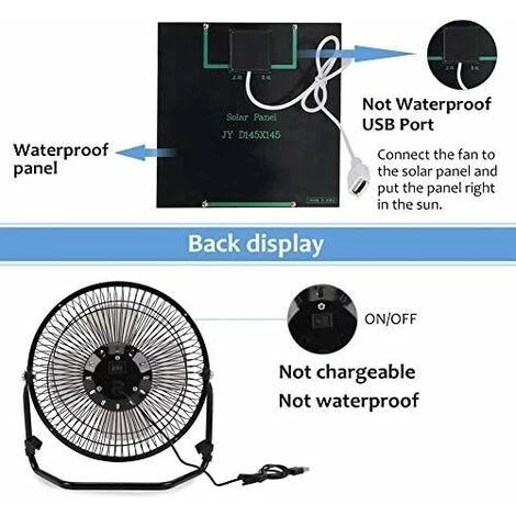 Tragbarer 5,2-W-Lüfter Mit USB-Solarpanel Für Belüftung, Bootfahren, Angeln Und Camping Im Freien 7 Tragbarer 5,2-W-Lüfter Mit USB-Solarpanel Für Belüftung, Bootfahren, Angeln Und Camping Im Freien – Bild 5
