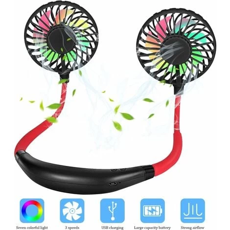 USB Mini Ventilator, Ventilator Hals Hängend Mini Ventilator Leise Tragbarer Ventilator Verstellbar Köpfe 3 Windgeschwindigkeiten Wiederaufladbarer USB Lüfter Für Outdoor Büros-Schwarz 3 USB Mini Ventilator, Ventilator Hals Hängend Mini Ventilator Leise Tragbarer Ventilator Verstellbar Köpfe 3 Windgeschwindigkeiten Wiederaufladbarer USB Lüfter Für Outdoor Büros-Schwarz