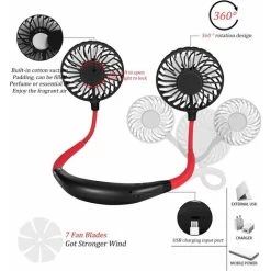 USB Mini Ventilator, Ventilator Hals Hängend Mini Ventilator Leise Tragbarer Ventilator Verstellbar Köpfe 3 Windgeschwindigkeiten Wiederaufladbarer USB Lüfter Für Outdoor Büros-Schwarz 8 USB Mini Ventilator, Ventilator Hals Hängend Mini Ventilator Leise Tragbarer Ventilator Verstellbar Köpfe 3 Windgeschwindigkeiten Wiederaufladbarer USB Lüfter Für Outdoor Büros-Schwarz -Elektrischer Ventilator Verkäufe 43452526 3