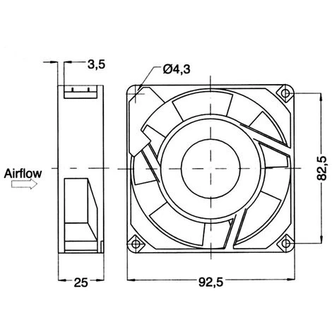 NMB Minebea 3610PS-23T-B30 Axiallüfter 230 V/AC 54 M³/h (L X B X H) 92 X 92 X 25 Mm 4 NMB Minebea 3610PS-23T-B30 Axiallüfter 230 V/AC 54 M³/h (L X B X H) 92 X 92 X 25 Mm – Bild 2
