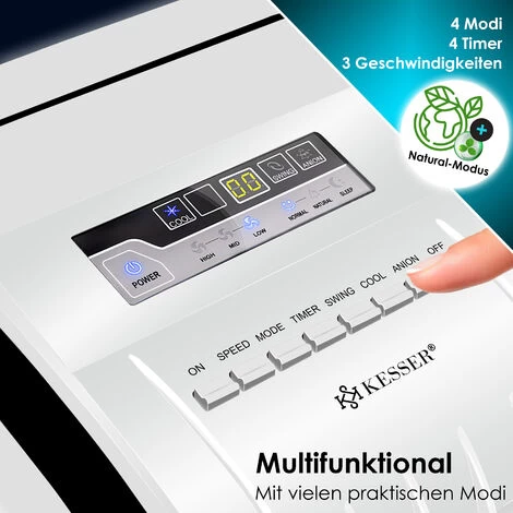 KESSER® 4in1 Mobile Klimaanlage Fernbedienung Klimagerät Ventilator Klimaanlage 7 L Tank Timer 3 Stufen Ionisator Luftbefeuchter Luftkühler , Weiß / Schwarz 6 KESSER® 4in1 Mobile Klimaanlage Fernbedienung Klimagerät Ventilator Klimaanlage 7 L Tank Timer 3 Stufen Ionisator Luftbefeuchter Luftkühler , Weiß / Schwarz – Bild 4