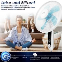 KESSER® - Standventilator Mit Fernbedienung Und Display Led - Timer Leise Oszillation 80 Grad - 60 Watt - Ventilator Höhenverstellbarer 115 - 134 Cm - Kopf 35 Grad Neigbar - 3 Geschwindigkeiten, Weiß 9 KESSER® - Standventilator Mit Fernbedienung Und Display Led - Timer Leise Oszillation 80 Grad - 60 Watt - Ventilator Höhenverstellbarer 115 - 134 Cm - Kopf 35 Grad Neigbar - 3 Geschwindigkeiten, Weiß -Elektrischer Ventilator Verkäufe 49515889 3