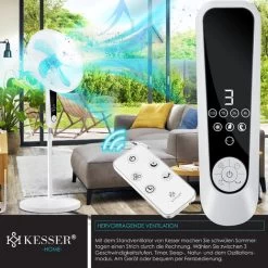 KESSER® - Standventilator Mit Fernbedienung Und Display Led - Timer Leise Oszillation 80 Grad - 60 Watt - Ventilator Höhenverstellbarer 115 - 134 Cm - Kopf 35 Grad Neigbar - 3 Geschwindigkeiten, Weiß 10 KESSER® - Standventilator Mit Fernbedienung Und Display Led - Timer Leise Oszillation 80 Grad - 60 Watt - Ventilator Höhenverstellbarer 115 - 134 Cm - Kopf 35 Grad Neigbar - 3 Geschwindigkeiten, Weiß -Elektrischer Ventilator Verkäufe 49515889 4