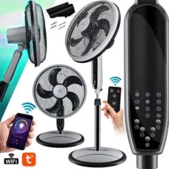 Elektrischer Ventilator Verkäufe 16 KESSER® 3in1 Standventilator Tischventilator Wandventilator Mit App Wifi , Fernbedienung Timer Leise Oszillation 80 Grad Ventilator 4 Geschwindigkeiten Inkl. Wandhalterung , Schwarz