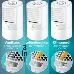 KESSER® 4in1 Mobile Klimaanlage Mini Klimagerät Mit 7 Farben LED Farben Ventilator Wassertank Timer 3 Stufen Ionisator Luftbefeuchter Luftkühler Klein Tragbare , Weiß -Elektrischer Ventilator Verkäufe 49516063 4