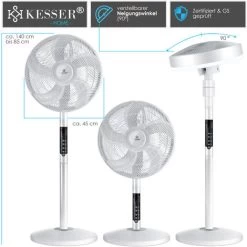 KESSER® 4in1 Standventilator Tischventilator Mit App Wifi , Fernbedienung Mit LED-Licht Tischlampe Stehlampe Leselampe Timer Leise Oszillation 120 Grad Ventilator 4 Geschwindigkeiten, Weiß -Elektrischer Ventilator Verkäufe 49516111 4