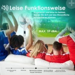 KESSER® - Standventilator Mit Fernbedienung Und Display Led - Timer , 12 Geschwindigkeiten - Leise Oszillation 80 Grad - Ventilator Höhenverstellbarer 120 - 135 Cm - Kopf 35 Grad Neigbar, Weiß -Elektrischer Ventilator Verkäufe 49516243 5