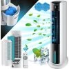KESSER® 4in1 Mobile Klimaanlage Tower Klimagerät Ventilator/Luftkühler/Luftbefeuchter/Ionisator, Mit Fernbedienung , Timer , Wassertank, 60W, Klima , 2 Kühlakkus Turmventilator, Weiß / Schwarz -Elektrischer Ventilator Verkäufe 49516399 1