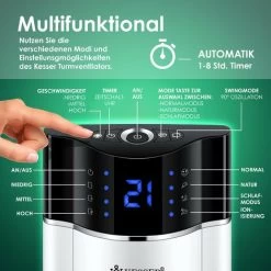 KESSER® Turmventilator Mit Fernbedienung 3 Stufen 3 Modi 107cm 60 Watt 7,5 Timer LED-Leuchten Tower-Ventilator Standventilator Säulenventilator Luftkühler 90° Oszillierend, Weiß 9 KESSER® Turmventilator Mit Fernbedienung 3 Stufen 3 Modi 107cm 60 Watt 7,5 Timer LED-Leuchten Tower-Ventilator Standventilator Säulenventilator Luftkühler 90° Oszillierend, Weiß -Elektrischer Ventilator Verkäufe 49516431 3