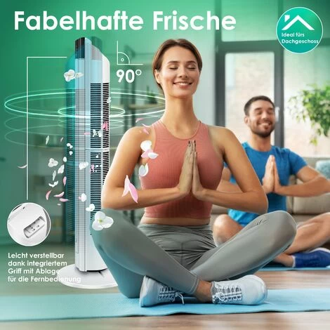KESSER® Turmventilator Mit Fernbedienung 3 Stufen 3 Modi 107cm 60 Watt 7,5 Timer LED-Leuchten Tower-Ventilator Standventilator Säulenventilator Luftkühler 90° Oszillierend, Weiß 7 KESSER® Turmventilator Mit Fernbedienung 3 Stufen 3 Modi 107cm 60 Watt 7,5 Timer LED-Leuchten Tower-Ventilator Standventilator Säulenventilator Luftkühler 90° Oszillierend, Weiß – Bild 5