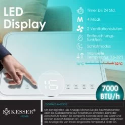 KESSER® - Klimaanlage Mobiles Klimagerät 4in1 Kühlen, Luftentfeuchter, Lüften, Ventilator - 7000 BTU/h (2.000 Watt) 2,3KW - Mobil Klima Mit Montagematerial, Fernbedienung Und Timer, Nachtmodus, Weiß, 7000BTU 9 KESSER® - Klimaanlage Mobiles Klimagerät 4in1 Kühlen, Luftentfeuchter, Lüften, Ventilator - 7000 BTU/h (2.000 Watt) 2,3KW - Mobil Klima Mit Montagematerial, Fernbedienung Und Timer, Nachtmodus, Weiß, 7000BTU -Elektrischer Ventilator Verkäufe 49516522 3