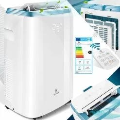 KESSER® Klimaanlage Mobil Klimagerät 4in1 Kühlen, Luftentfeuchter, Lüften, Ventilator - 9000 BTU/h (2.600 Watt) 2,7KW - Klima , Fernbedienung Und Timer, Nachtmodul, Weiß