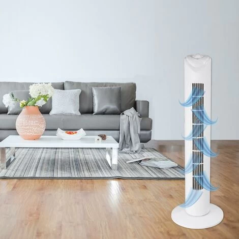 Turmventilator Mit Oszilation ( Weiß ) Extra Leise - Standventilator 45W - Tower Fan 82 Cm - Towerventilator Mit 3 Geschwindigkeits Stufen 3 Turmventilator Mit Oszilation ( Weiß ) Extra Leise - Standventilator 45W - Tower Fan 82 Cm - Towerventilator Mit 3 Geschwindigkeits Stufen