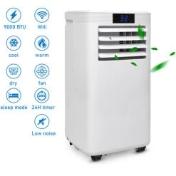 Hengda Mobiles Klimagerät, 4-in-1 Klimaanlage Mit Abluftschlauch, Kühlen,Heizung,Entfeuchten,Ventilieren,WiFi, 35 X 34 X 71 Cm(BTH) Weiß, Für Büro Hause Wohnzimmer Schlafzimmer -Elektrischer Ventilator Verkäufe 51401866 5