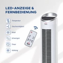 HOMCOM Turmventilator Mit Wasserkühlung Und Fernbedienung 60W 20㎡ 30 cm X 30 cm X 100,8 cm 3 Modi Weiß 10 HOMCOM Turmventilator Mit Wasserkühlung Und Fernbedienung 60W 20㎡ 30 cm X 30 cm X 100,8 cm 3 Modi Weiß -Elektrischer Ventilator Verkäufe 53831346 4