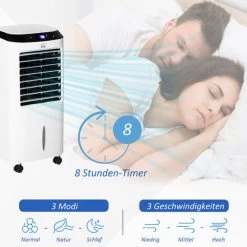 HOMCOM Mobile Klimaanlage Mit Luftbefeuchtung Wasserkühlung Klimagerät Luftkühler 8h Timer Fernbedienung Nutzungsraum 20㎡ 600W ABS Weiß+Schwarz 38,2 X 31,6 X 76 Cm -Elektrischer Ventilator Verkäufe 53831351 5