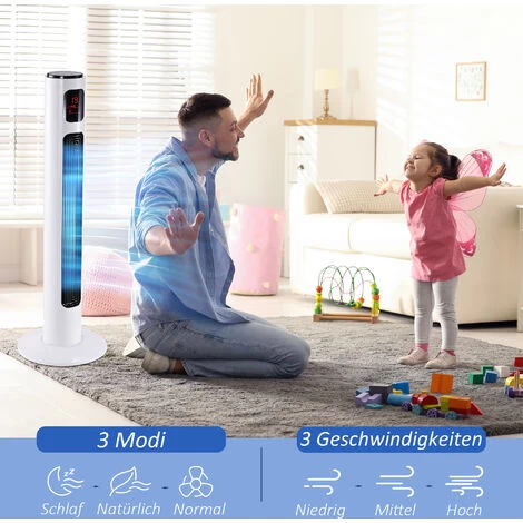 HOMCOM Turmventilator 45 W Weiß+Schwarz 96 Cm 7 HOMCOM Turmventilator 45 W Weiß+Schwarz 96 Cm – Bild 5