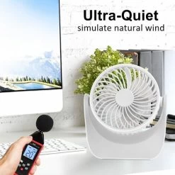 SB Mini Ventilator , Tischventilator Mit Wiederaufladbare Batterie 3 Geschwindigkeiten Lüfter Geräuscharm USB Fan Einfach Zu Tragen - Weiß -Elektrischer Ventilator Verkäufe 53929522 3