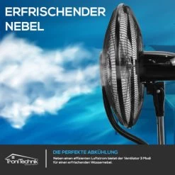 Tronitechnik® Stand-Ventilator Mit Wasser-Kühlung Sprühnebel Raumbefeuchter, Fernbedienung, 90 Watt, Oszillierend, 3 Geschwindigkeitsstufen, Timer, 3 Belüftungsmodi, Sehr Leise Für Schlafzimmer -Elektrischer Ventilator Verkäufe 56250727 4