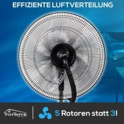 Tronitechnik® Stand-Ventilator Mit Wasser-Kühlung Sprühnebel Raumbefeuchter, Fernbedienung, 90 Watt, Oszillierend, 3 Geschwindigkeitsstufen, Timer, 3 Belüftungsmodi, Sehr Leise Für Schlafzimmer -Elektrischer Ventilator Verkäufe 56250727 5