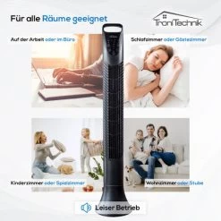 TroniTechnik® TUV03 Turmventilator Standventilator Mit Fernbedienung, Mobiler Lüfter, Standventilator Mit Oszilation, 3 Geschwindigkeiten, 3 Lüftungs-Modi, Timer 7.5 Stunden, 95 Cm Schwarz Sehr Leise -Elektrischer Ventilator Verkäufe 56250774 4